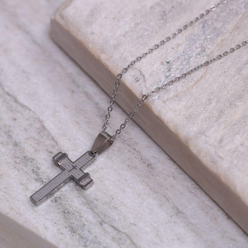 CORRENTE MASCULINA COM CRUZ AÇO INOX