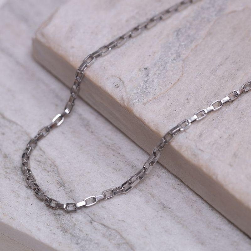 CORRENTE MASCULINA ELOS CARTIER TIJOLINHO EM AÇO INOX
