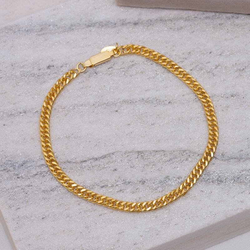 PULSEIRA MASCULINA ELO GRUMET DUPLO BANHO OURO 18K