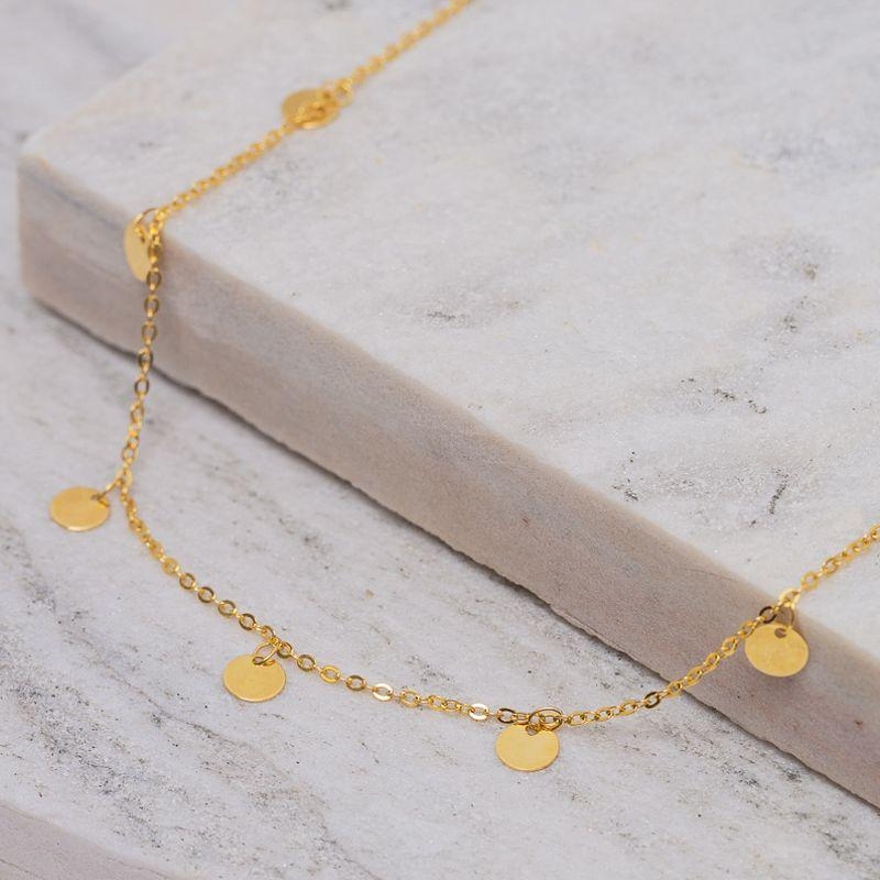 CHOKER CHAPINHAS REDONDAS LISAS BANHO OURO 18K