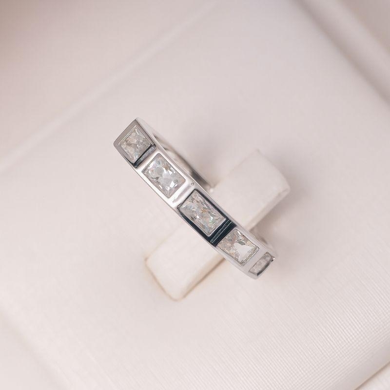 ANEL QUADRADOS CRISTAIS BANHO PRATA