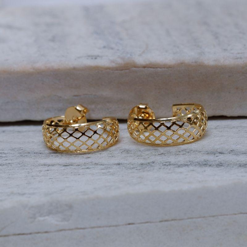 BRINCO ARGOLA RENDADA BANHO OURO 18K