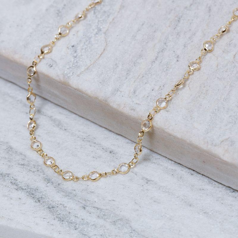 CHOKER COM PEDRINHAS CRISTAIS BANHO OURO 18K