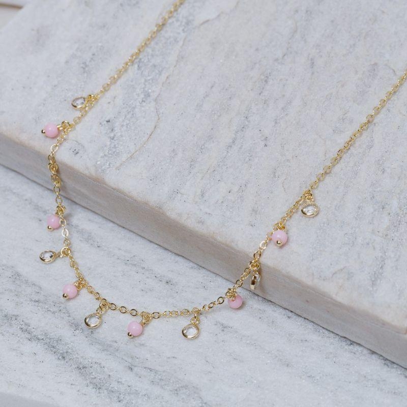 CHOKER FLOR DE SILENE COM CRISTAIS BANHO OURO 18K