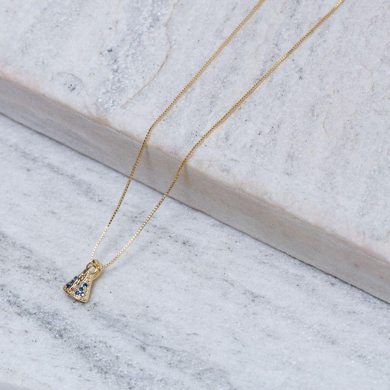 COLAR NOSSA SENHORA PP MANTO AZUL BANHO OURO 18K
