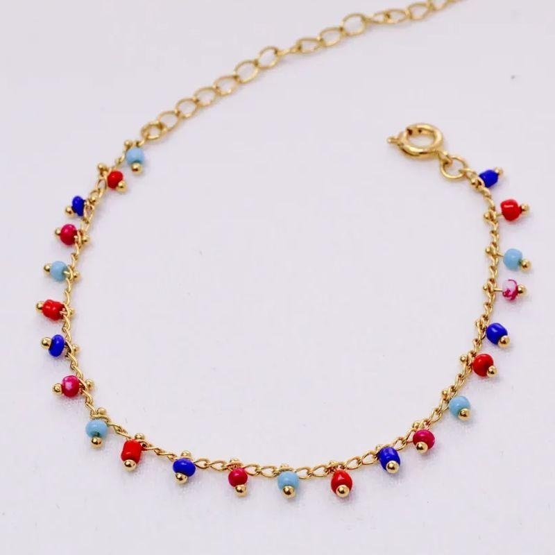 PULSEIRA COLORIDA BANHO OURO 18K