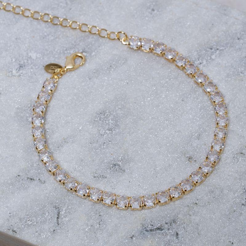 PULSEIRA RIVIERA CRISTAL BANHO OURO 18K