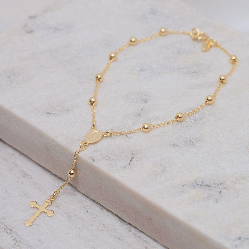 PULSEIRA TERÇO TRADICIONAL BANHO OURO 18K