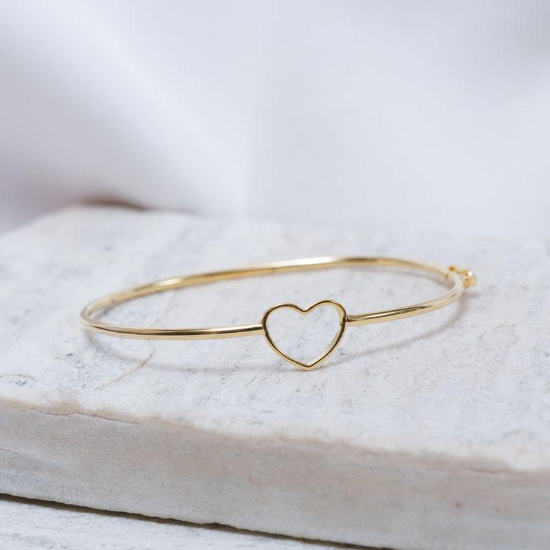 BRACELETE CORAÇÃO COM FECHO JOIA BANHO OURO 18K