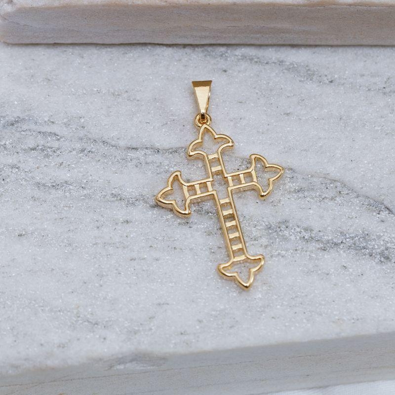 PINGENTE CRUCIFIXO TRABALHADO BANHO OURO 18K