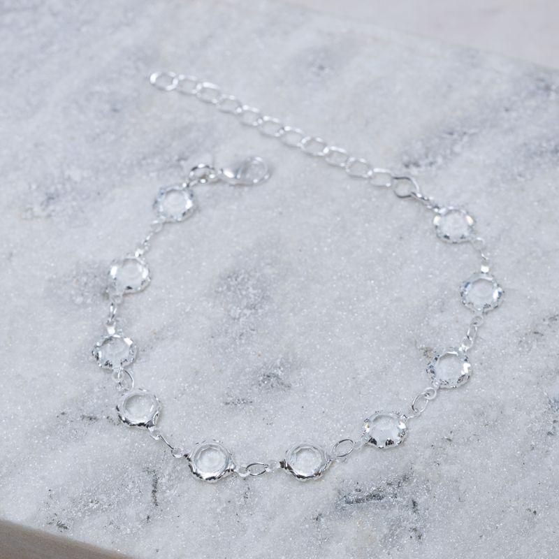 PULSEIRA COM PEDRAS CRISTAIS BANHO PRATA