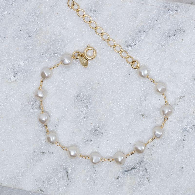 PULSEIRA PÉROLA ORGÂNICA BANHO OURO 18K