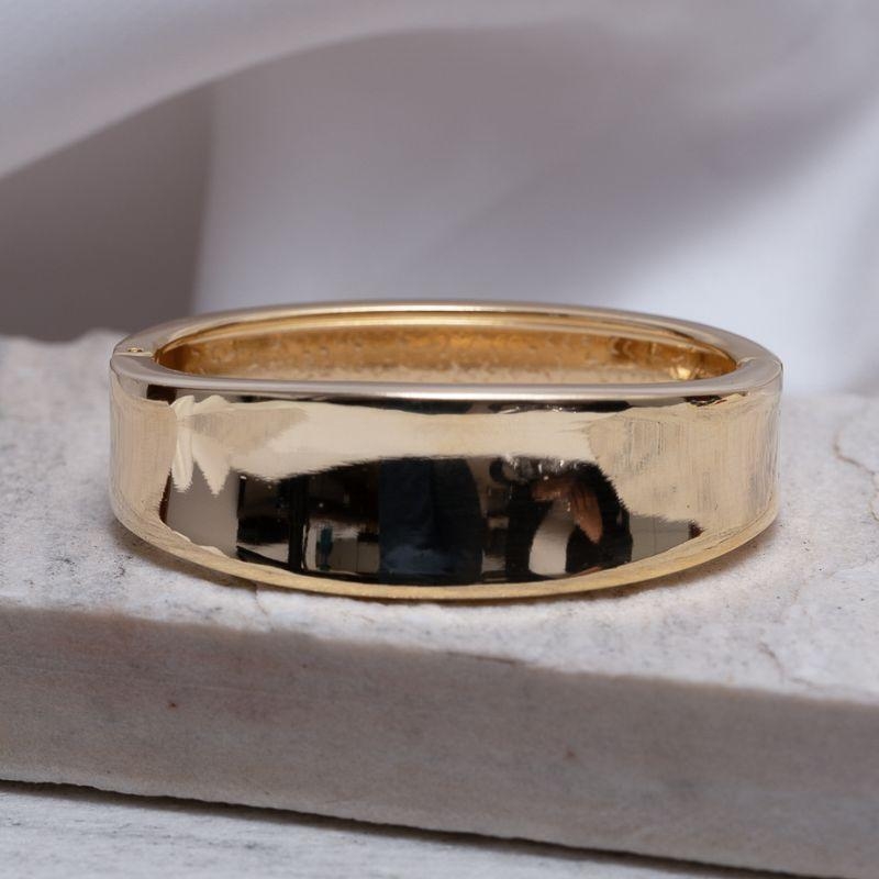 BRACELETE LARGO LISO BANHO OURO 18K