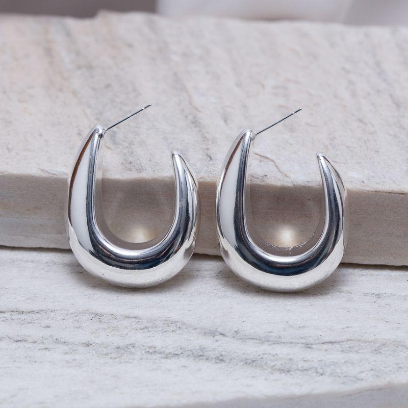 BRINCO ARGOLA GOTA U LISO BANHO PRATA