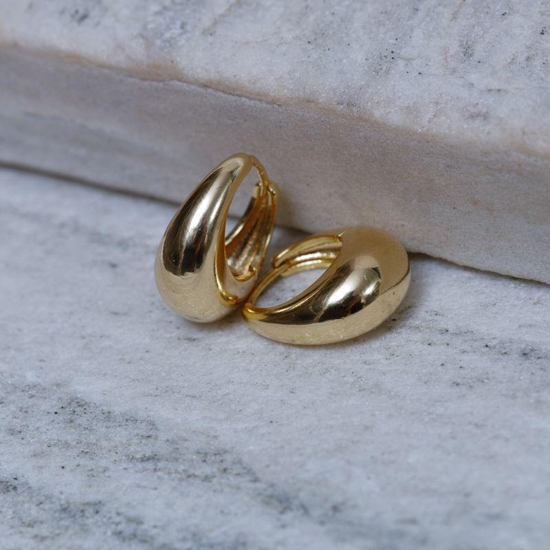 BRINCO ARGOLA GOTINHA P ABAULADA BANHO OURO 18K