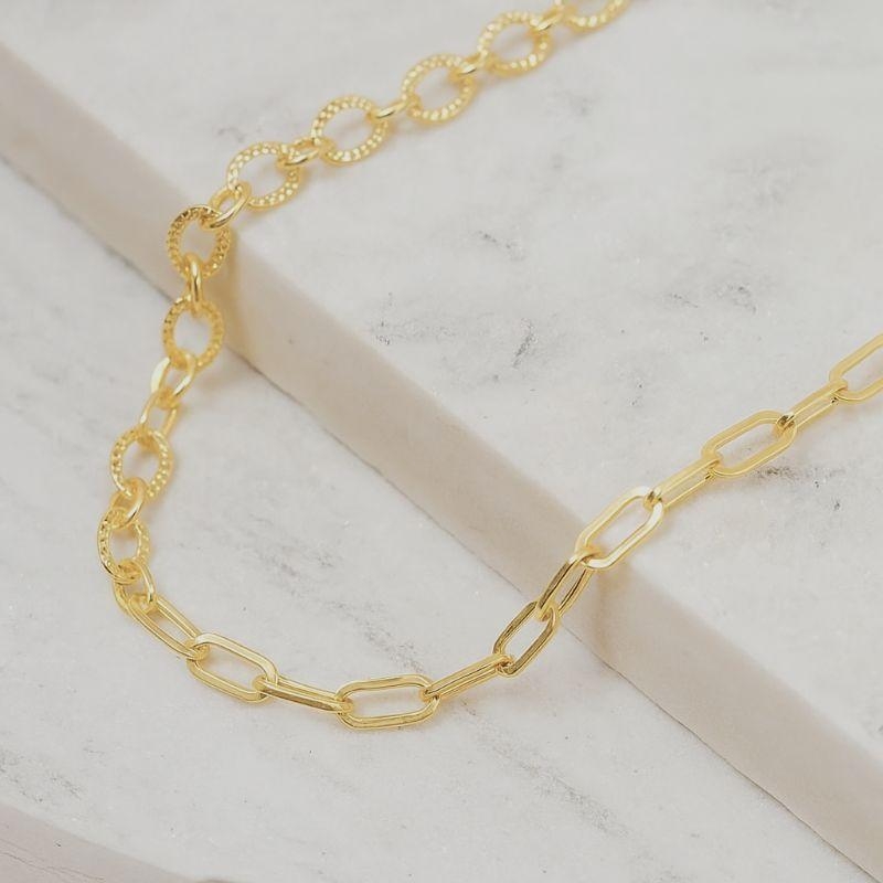 COLAR MIX DE ELOS BANHO OURO 18K