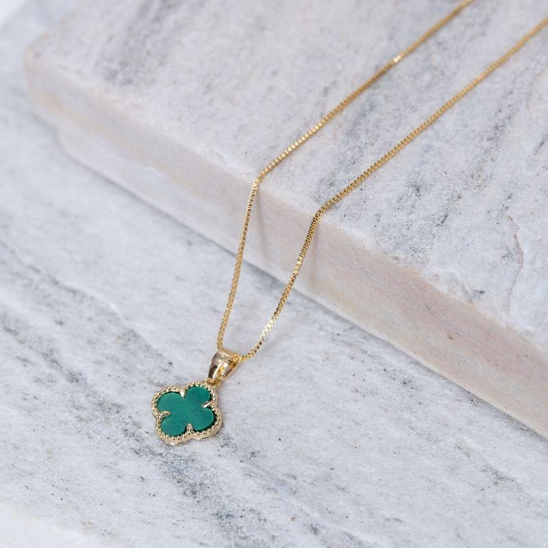 COLAR VIRGINIA VERDE BANHO OURO 18K