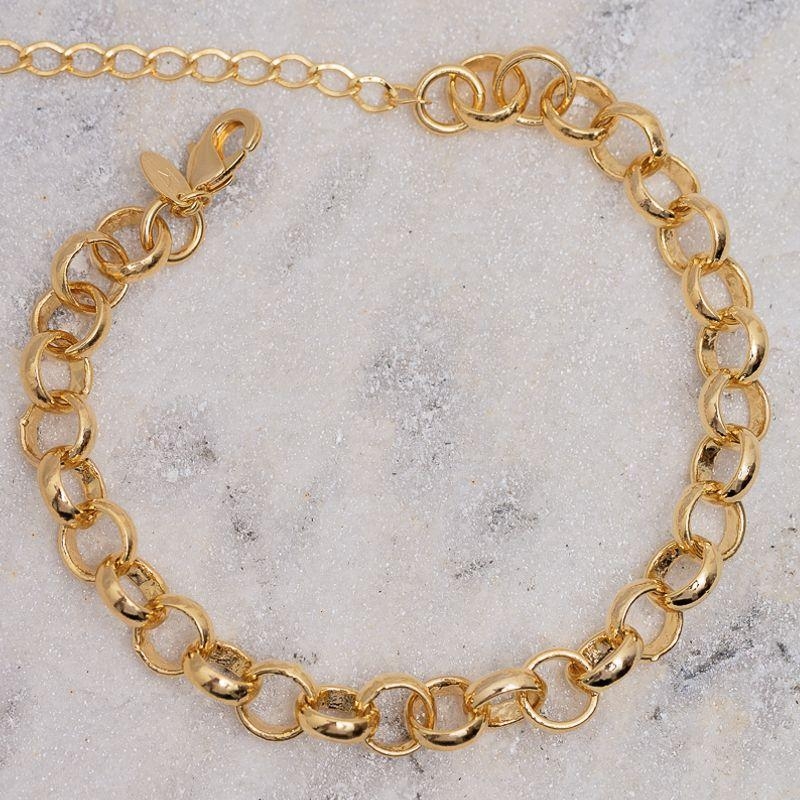 PULSEIRA ELO PORTUGUÊS GROSSO BANHO OURO 18K