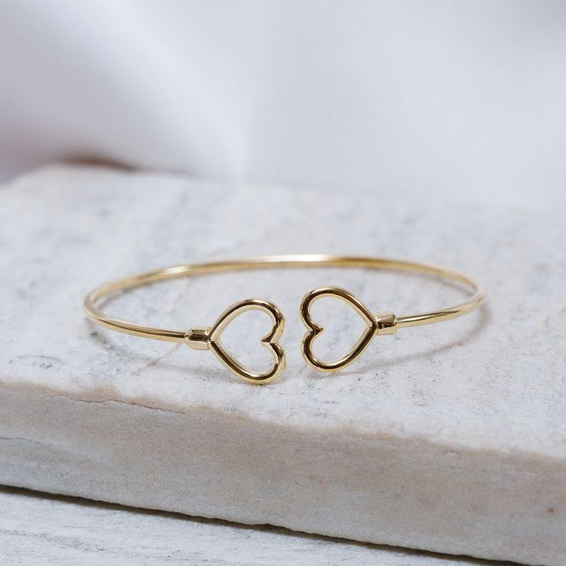 BRACELETE CORAÇÕES LISOS BANHO OURO 18K