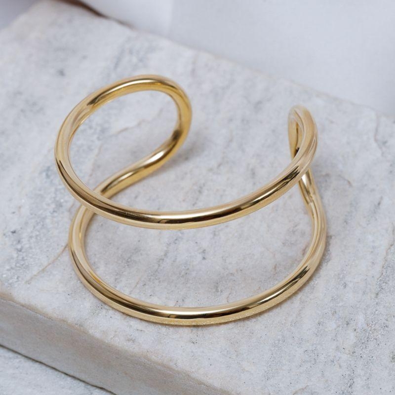 BRACELETE DUPLO LISO BANHO OURO 18K