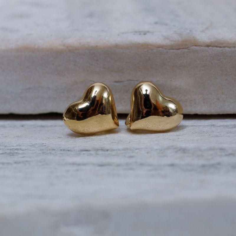 BRINCO ARGOLA CORAÇÃO IRREGULAR BANHO OURO 18K