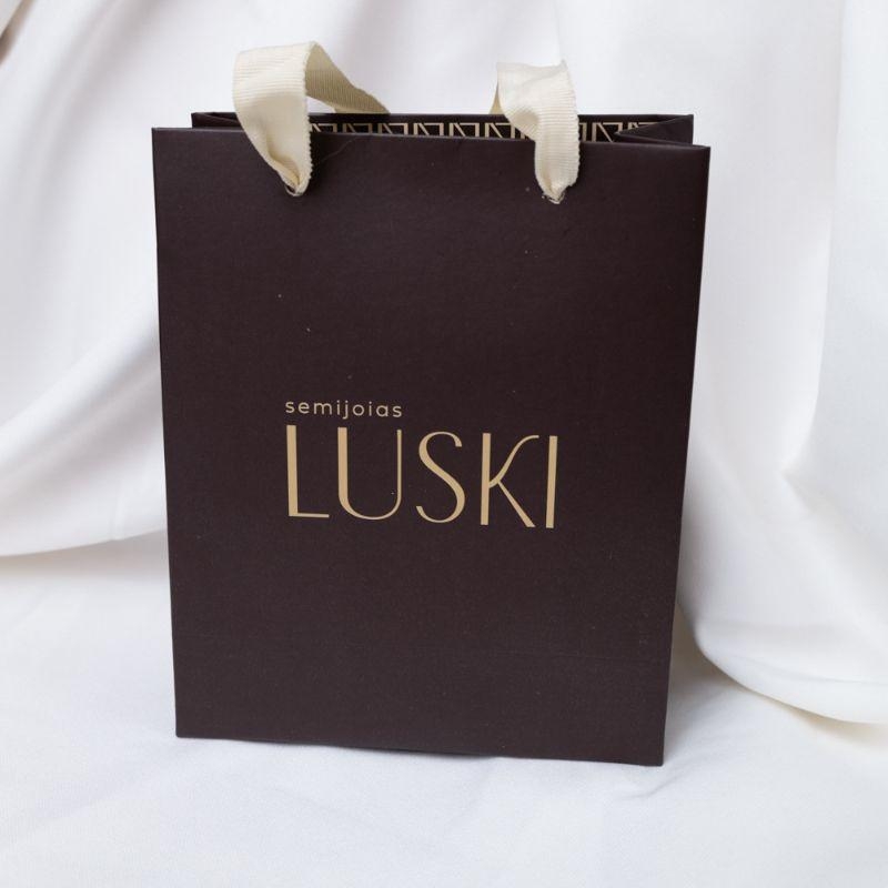 EMBALAGEM SACOLA PAPEL LUSKI M COR MARROM CAFÉ