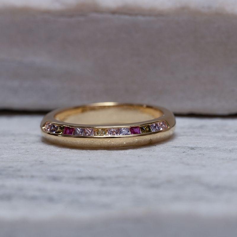 ANEL APARADOR DE ALIANÇA COLORIDO BANHO OURO 18K