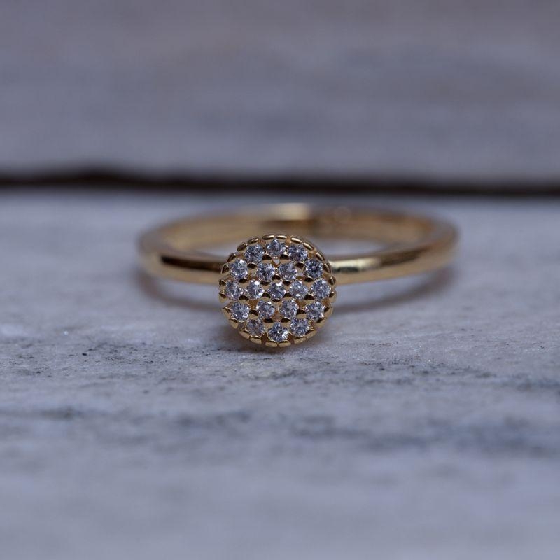 ANEL CHUVEIRINHO REDONDO CRISTAL BANHO OURO 18K