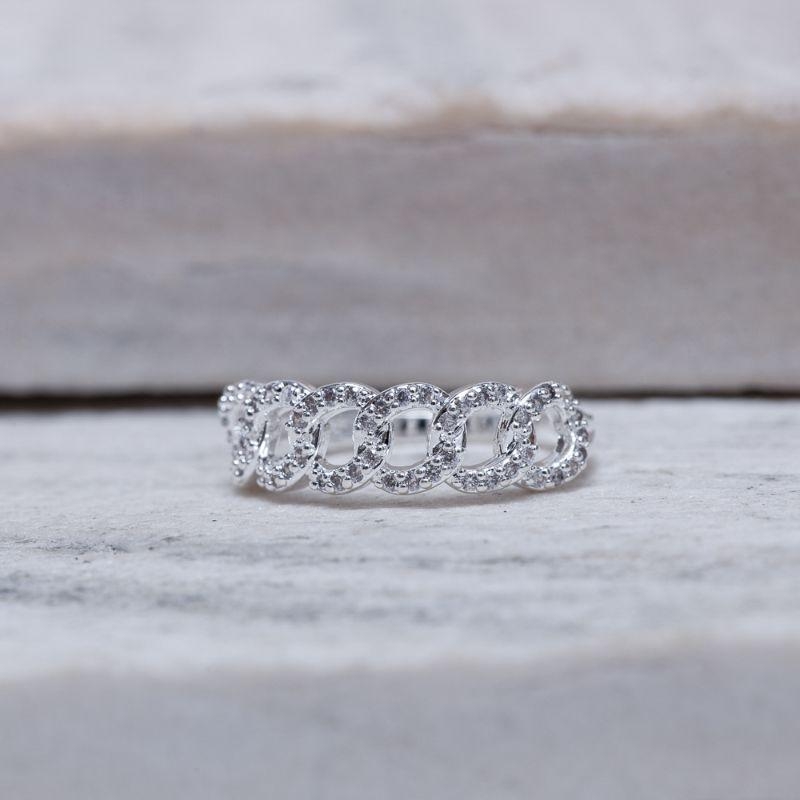 ANEL ELOS GRUMET CRAVEJADOS COM ZIRCÔNIAS BANHO PRATA