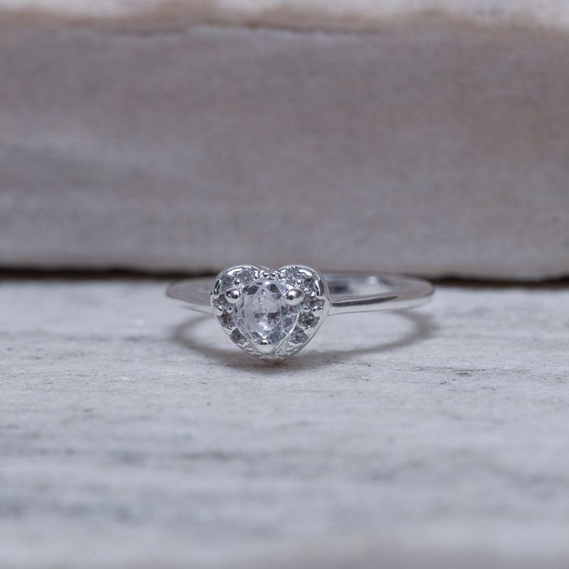 ANEL FALANGE CORAÇÃO CRISTAL BANHO PRATA