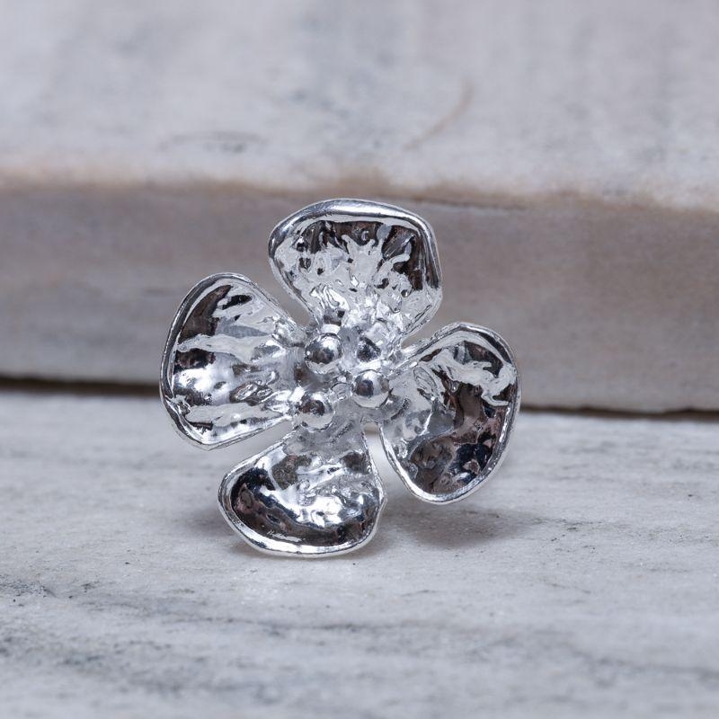 ANEL FLOR REGULÁVEL BANHO PRATA