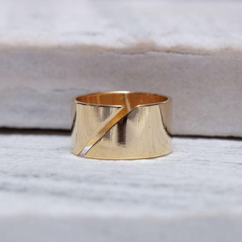 ANEL REGULAGEM GROSSO LISO BANHO OURO 18K