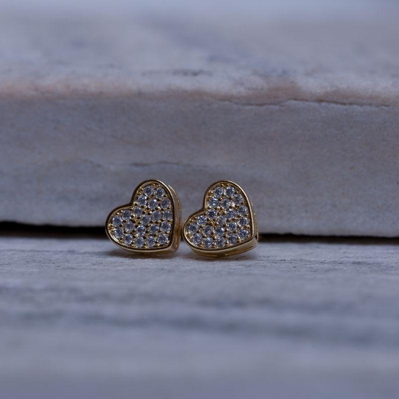 BRINCO CORAÇÃO CRAVEJADO BANHO OURO 18K