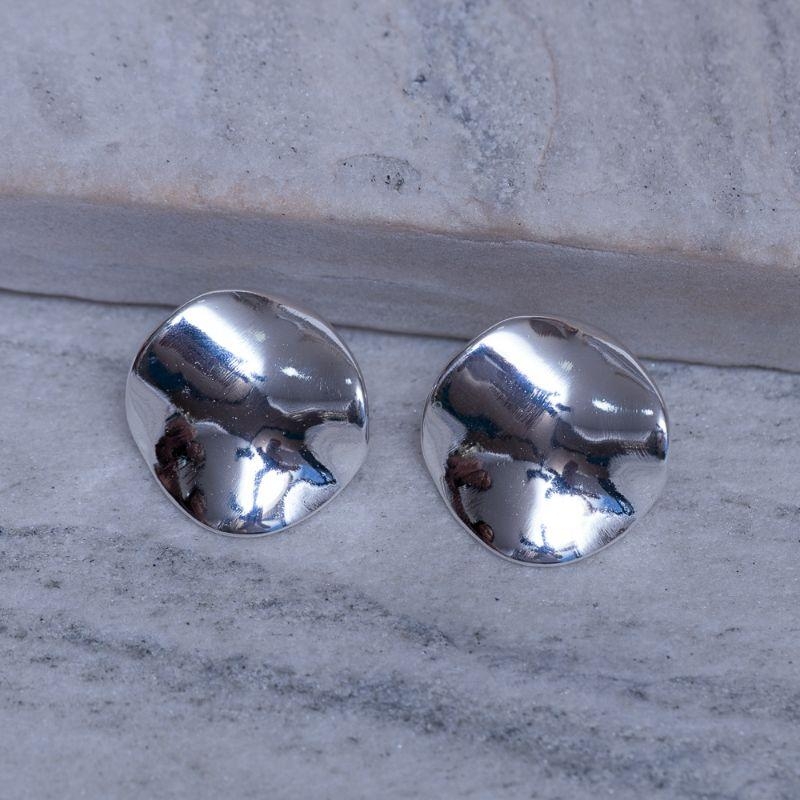 BRINCO REDONDO ONDULADO BANHO PRATA