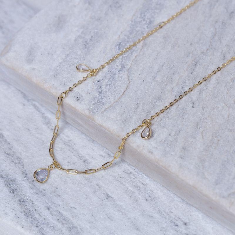 CHOKER ELOS CARTIER COM GOTAS CRISTAL BANHO OURO 18K