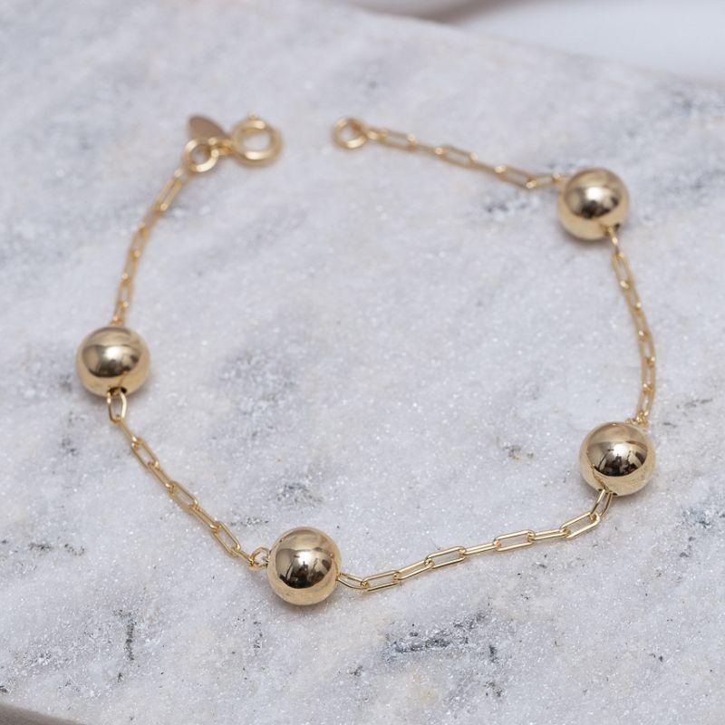 PULSEIRA BOLINHAS M LISAS BANHO OURO 18K // ANTIGO
