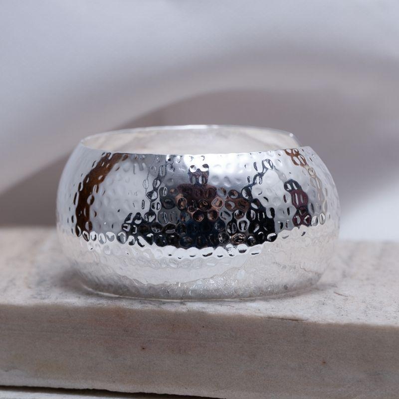 BRACELETE LARGO TRABALHADO G BANHO PRATA