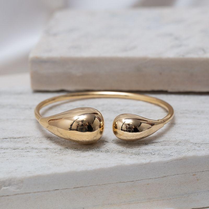 BRACELETE ORGÂNICO OVAL DUPLO BANHO OURO 18K