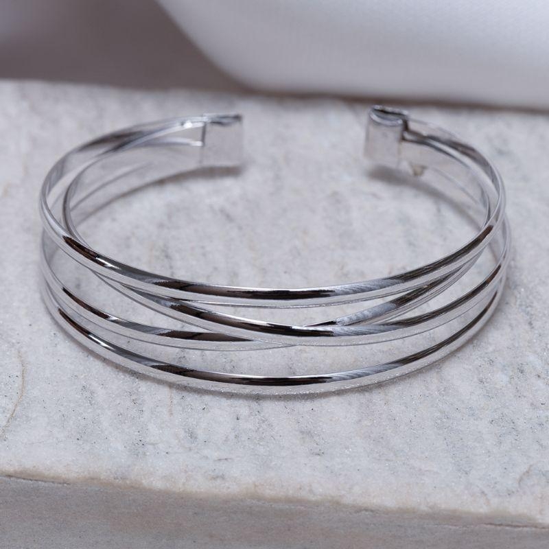 BRACELETE QUATRO AROS BANHO RÓDIO BRANCO