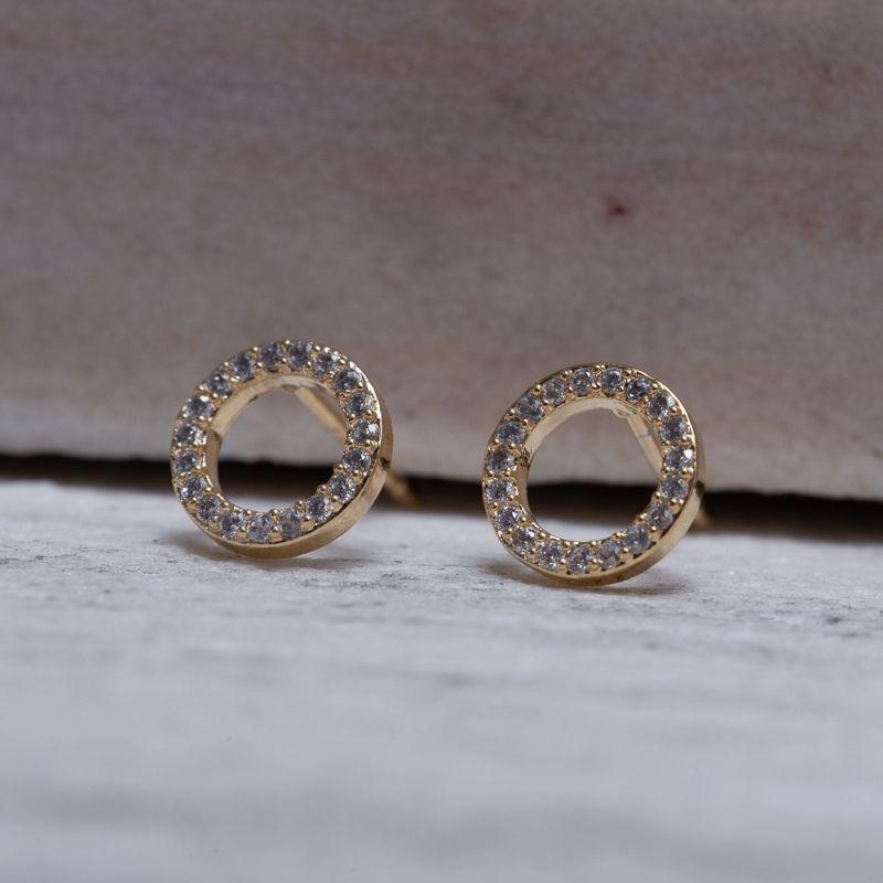 BRINCO CÍRCULO CRAVEJADO BANHO OURO 18K