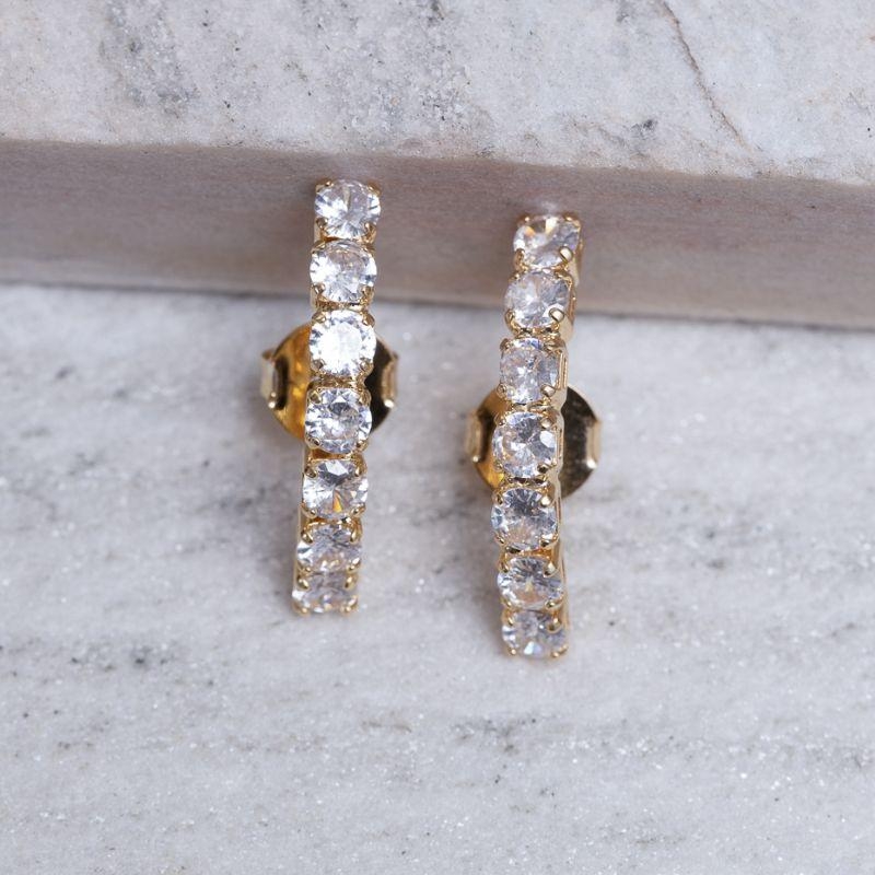 BRINCO EAR CUFF COM ZIRCÔNIAS BANHO OURO 18K