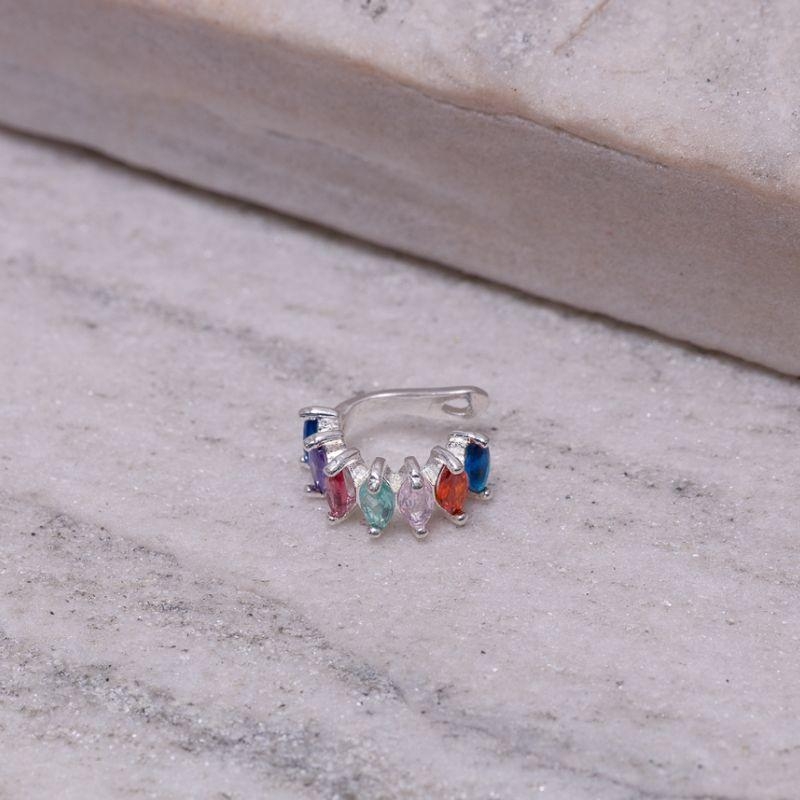 BRINCO FAKE COM PEDRAS COLORIDAS BANHO PRATA