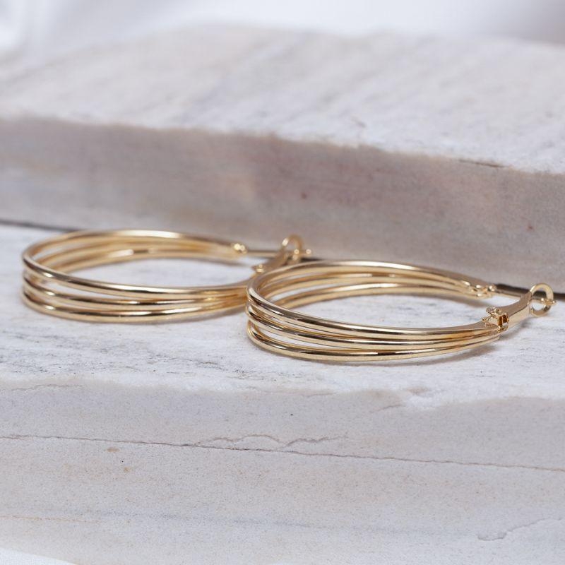 BRINCO ARGOLA TRÊS AROS BANHO OURO 18K