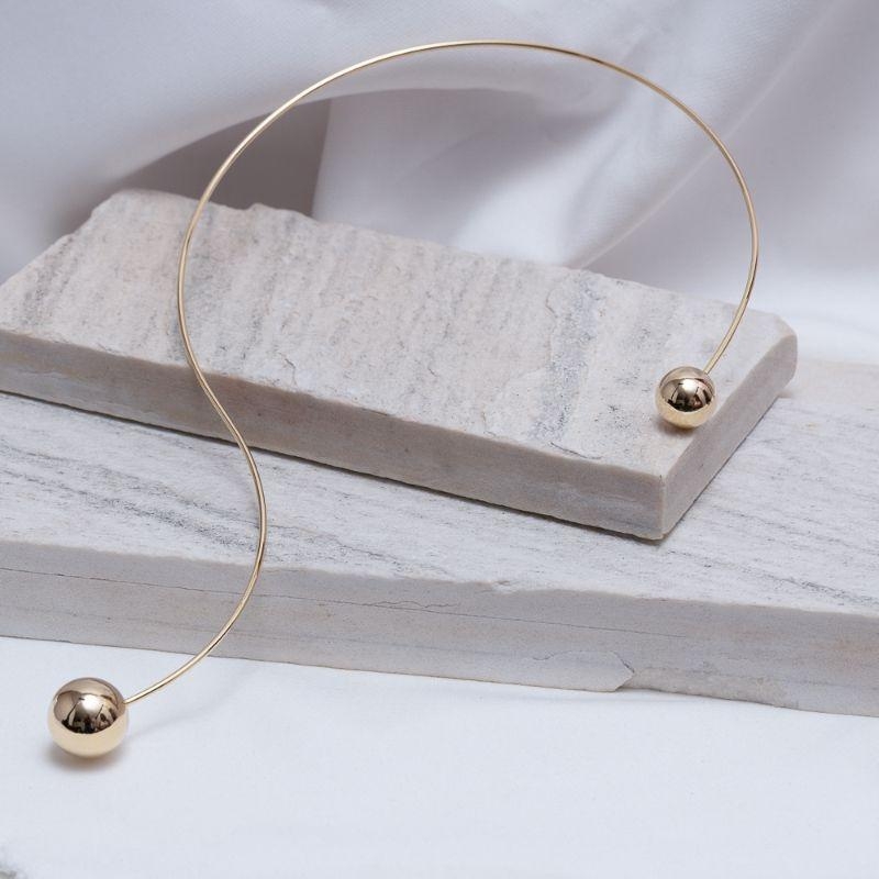 COLAR ARO DUPLO BOLA BANHO OURO 18K