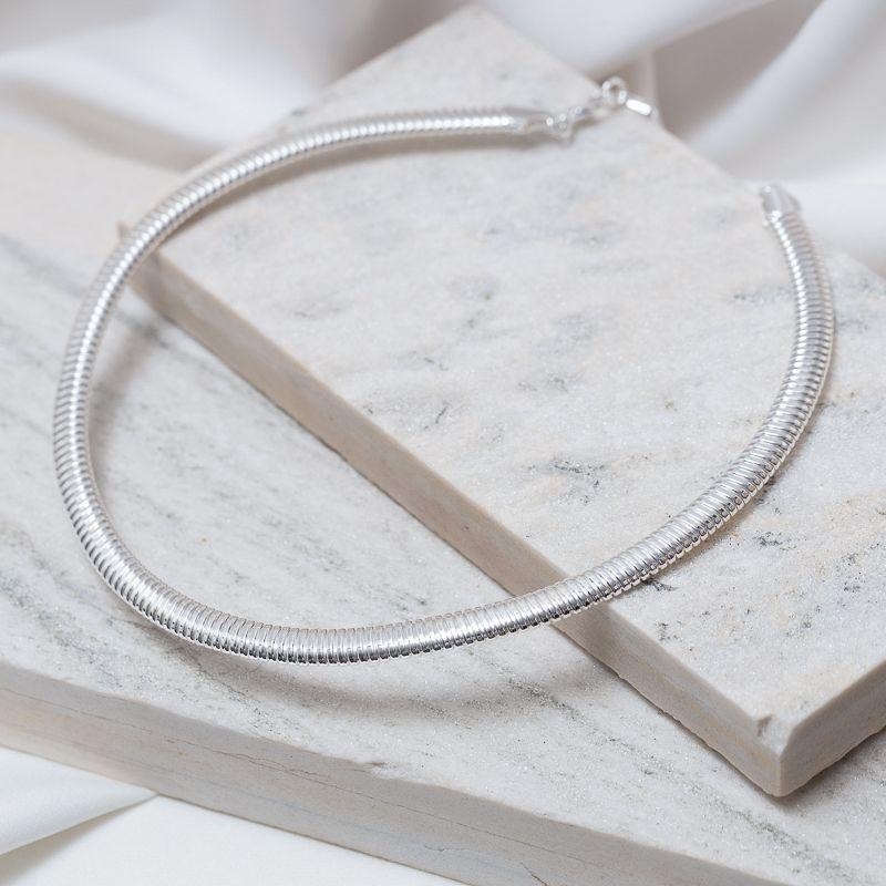 COLAR ARO MALHA LISO BANHO PRATA