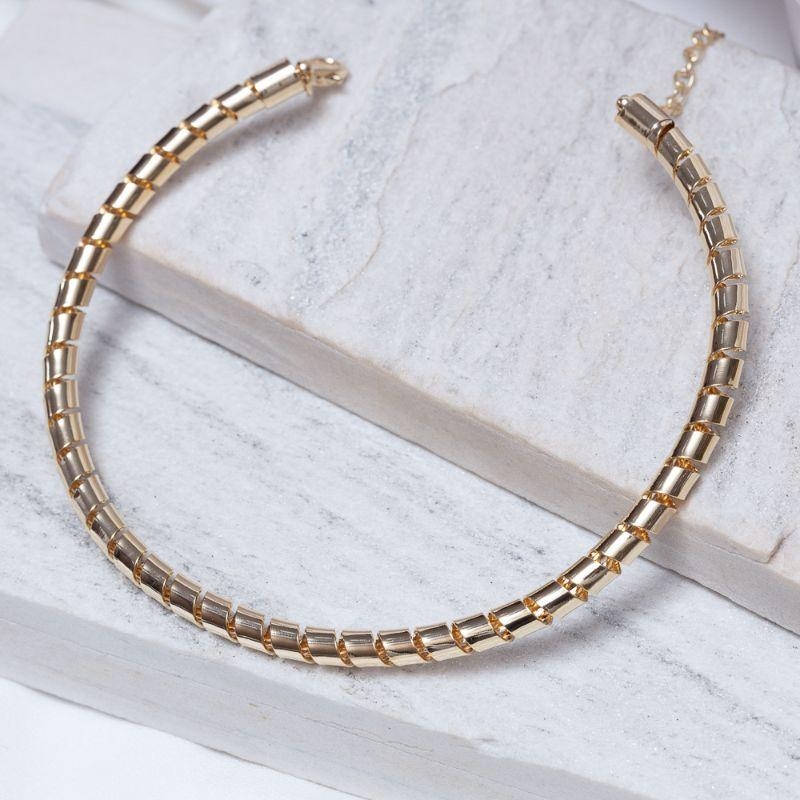 COLAR ARO RETORCIDO BANHO OURO 18K