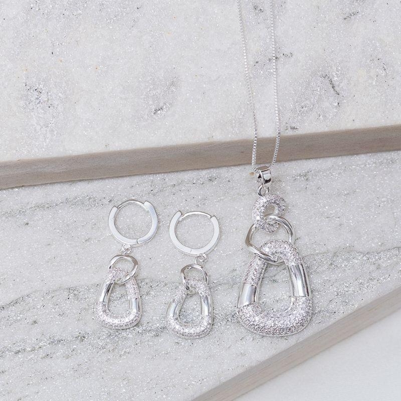 CONJUNTO FESTA ELEGANTE COM ZIRCÔNIAS BANHO PRATA