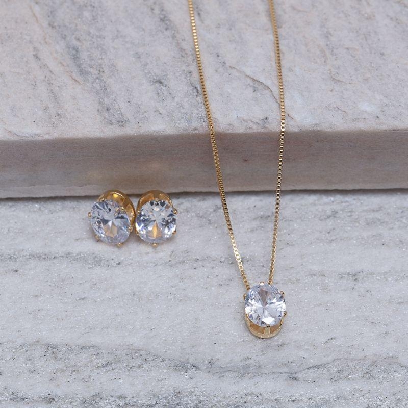 CONJUNTO PONTO DE LUZ  BANHO OURO 18K