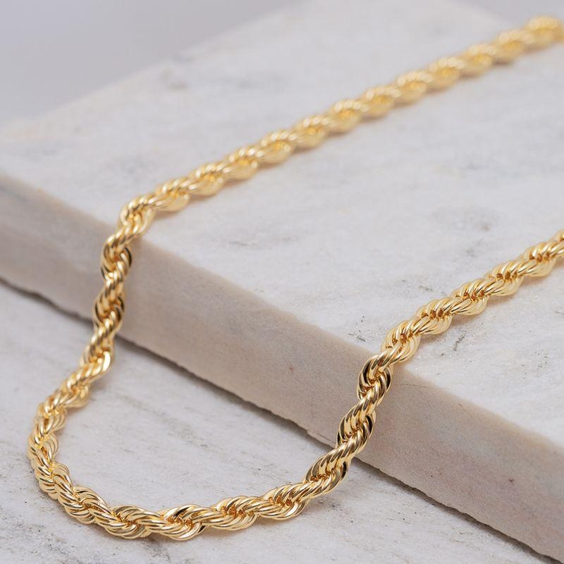 CORRENTE CABO DE AÇO G 5MM BANHO OURO 18K