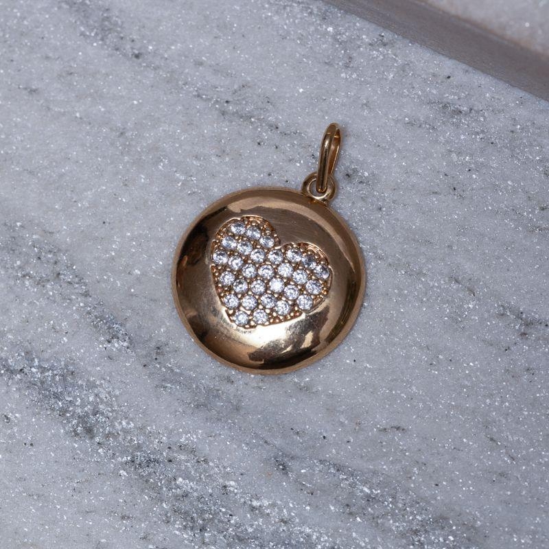 PINGENTE CORAÇÃO CRAVEJADO BANHO OURO 18K